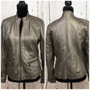 Bernardo Pewter Faux Leather Jacket